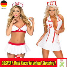 DE-Damen Sexy Dessous Krankenschwester Maid Kostüm Cosplay Nachtwäsche-Strapse