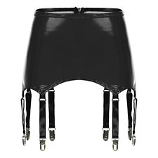 Damen Lack Leder Strumpfgürtel mit 8 Strapsen Dehnbar Strapsgürtel für Strümpfe