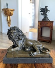Bronzefigur Löwe Raubkatze Skulptur Königslöwe Figur Statue Tierfigur Bronze Neu