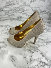 Ted Baker Damenschuhe Crystal Nude Peeptoe Plateau-Absatz UK 5 Beige Slipper