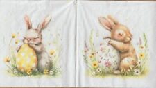 3 lose Servietten ~  Häschen mit Osterei Ostern Hase Frühling Blumen