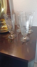 4 Original Vintage  Biergläser mit Gravur  Handarbeit 50er - 70er Jahre