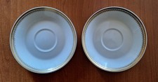 Kahla Unterteller / Untertasse Porzellan weiß mit Goldrand 14 cm Durchm. 2 Stück