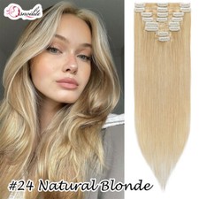 100G Dicke Clip in Hair Extensions Remy Echthaar Haarverlängerung 8 Tressen Weft