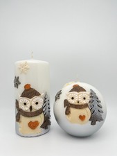 Kerze Motiv Eule Stumpenkerze