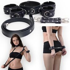 Premium Bondage Set Elegance Navi Schwarz - Fesselset Lederfesseln Leder Fesseln