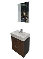 Nobilia Badkombination Riva Badezimmer 2-tlg. Badezimmereinrichtung Grau Nußbaum