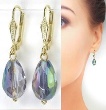 Ohrringe Rheinkiesel Tropfe Wählbar: Massiv 925 Sterlingsilber - Gold Double (18