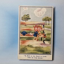 Comic Postkarte 1920 Soldat Uniform Vogel in der Hand T Gilson Ludgate