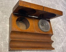 Tintenfass, Holz, Glas