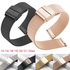 Edelstahl 14. 16. 18. 19. 20. 21. 22. mm Mesh-Uhrenarmband Milanaise Mesh Metall
