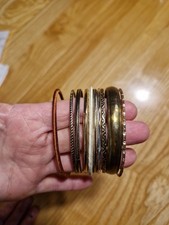 10 Vintage Armreifen Boho Hippie Goldfarben