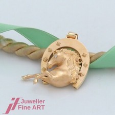 Anhänger- Solitär - 1 Brillant ca. 0,005ct - 18K/750 Gelbgold - Pferd/Hufeisen