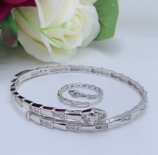 Feiner 925er Silber Armband & Ring,Diamanten Armband Schlange Form & Ring  925S