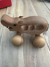 Rolltier Nilpferd Holz Schiebespielzeug Handschmeichler Greiftier