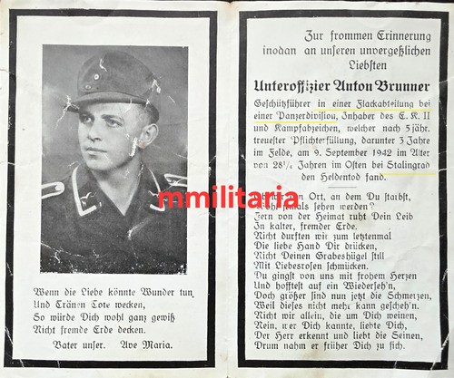 Sterbebild wwii unteroffizier - sterbebild,