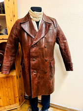 orig. vintage 60erJahre Ledermantel Kutscherlederjacke  Oldtimer 48 braun