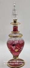 Glas Parfum Flakon mit Stopfen Oriental Design Mundgeblasen 13 cm Rubinrot