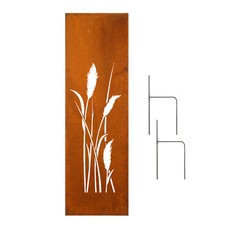 Edelrost Garten Sichtschutz Wand Rost Sichtschutzwand Metall 160x50cm Pampasgras