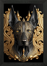 Schwarzer Hund Golden Art Deco