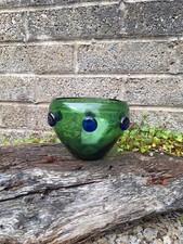 Vintage grüne Kunst Glasschale. Handblas Retro Dekor