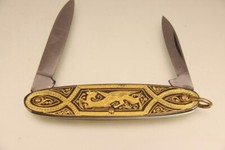 Antikes Gold Tauschiertes IPaya IBI Taschenmesser TOP