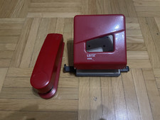 SET Leitz Locher 5008 Bürolocher Anschlagschiene Metall & Tacker Hefter Novus