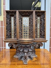 Altar antiker Triptychon Flügelaltar Holz Massiv Schrein um 1850 Klosterarbeit