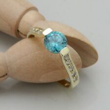 Scala Ring Gold Damen mit Blautopas und Zirkonia Besatz 585/14K Gelbgold Gr. 62