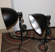 Lampe Tageslicht 6400 Kelvin Hintergrundstativ Höhe 45-103cm ✅ Fotostudio-Set 2x