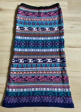 Dicker Strickrock mit buntem Streifenmuster, warm lang und schmal, UNIKAT! Gr.M