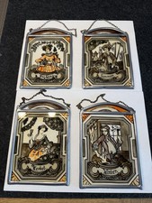 4 x Glasmalerei Fensterbild, Bleirahmen, Kette, Jahreszeiten Motiv