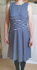 Gr.L 42/44 Sommerkleid Shirtkleid neu, weich, blau/weiß gestreift Maße im Text!