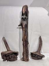 3x Wurzelgesicht Holzgesicht, Wurzelsepp, Waldgeist, Baumgeist, Holzschnitzerei