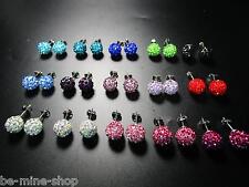 Shamballa Ohrstecker Ohrringe Ohrschmuck 316l Edelstahl 10mm Kristall Strass 