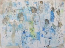 Acrylbild Leinwand 30x40 handgemalt signiert modern Wandbild Zeichnung Malerei