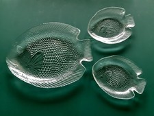 Arcoroc Aspen, 1 großer Fischteller und 2 kleine Fischteller, Fisch, Glas Teller