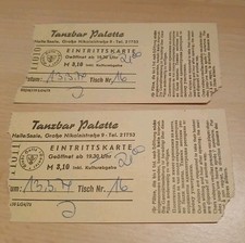 2 x DDR Eintrittskarte Tanzbar