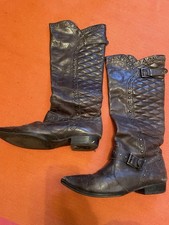 Stiefel Leder Grau 39 Nieten