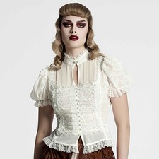 PUNK RAVE Gothic Bluse Weiß