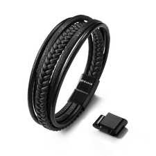 SERASAR | Premium Lederarmband [Zopf] für Herren in der Farbe Schwarz & Braun