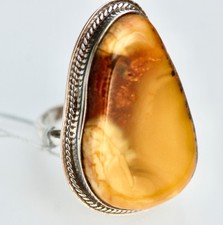 925 Silber grosse Designer Ring  Egg Yolk Butterscotch Bernstein 15,6 g