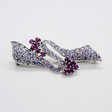 Tansanit Rhodolith Brosche 925