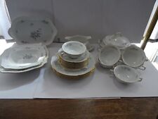 Rosenthal Sanssouci Speiseservice Weiß mit Goldrand Graue Rose 22 Teile