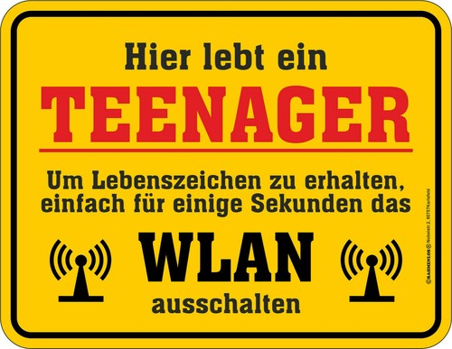 Schild teenager wlan - schild,