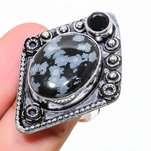 Snoflake obsidian spinell 925 - obsidian,