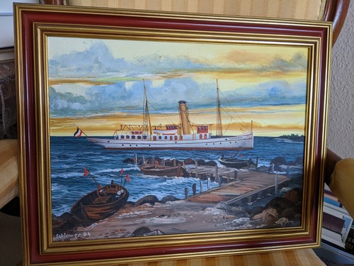 Maritimes ölbild dampfschiff - maritimes,