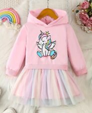 Einhorn Mädchen Sweatshirt Kleid Tüllrock, Gr.122/128, Neu