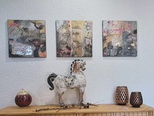 Acrylbilder 3 Stück, grau