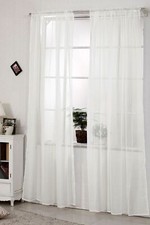 WOLTU 2x Vorhang Gardinen Voile Stores Transparent Vorhänge mit Ösen Kräuselband